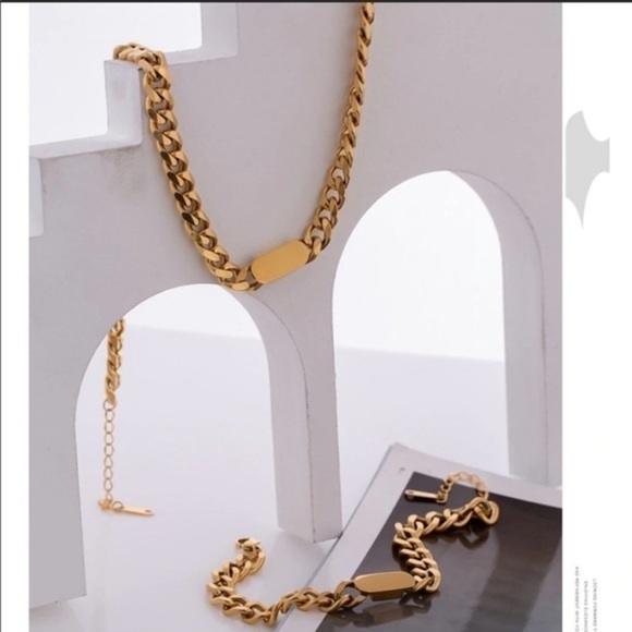 New 18k gold plated chunky link chain necklace - Picture 9 of 12